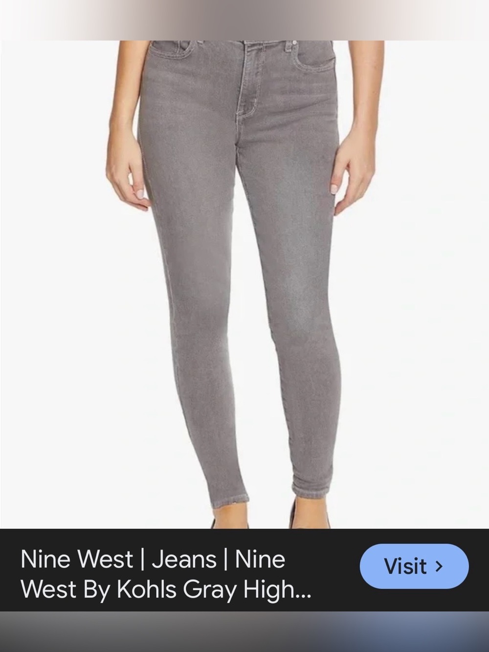 Nine West Gray High-Rise Skinny Jeans - Women's size 12